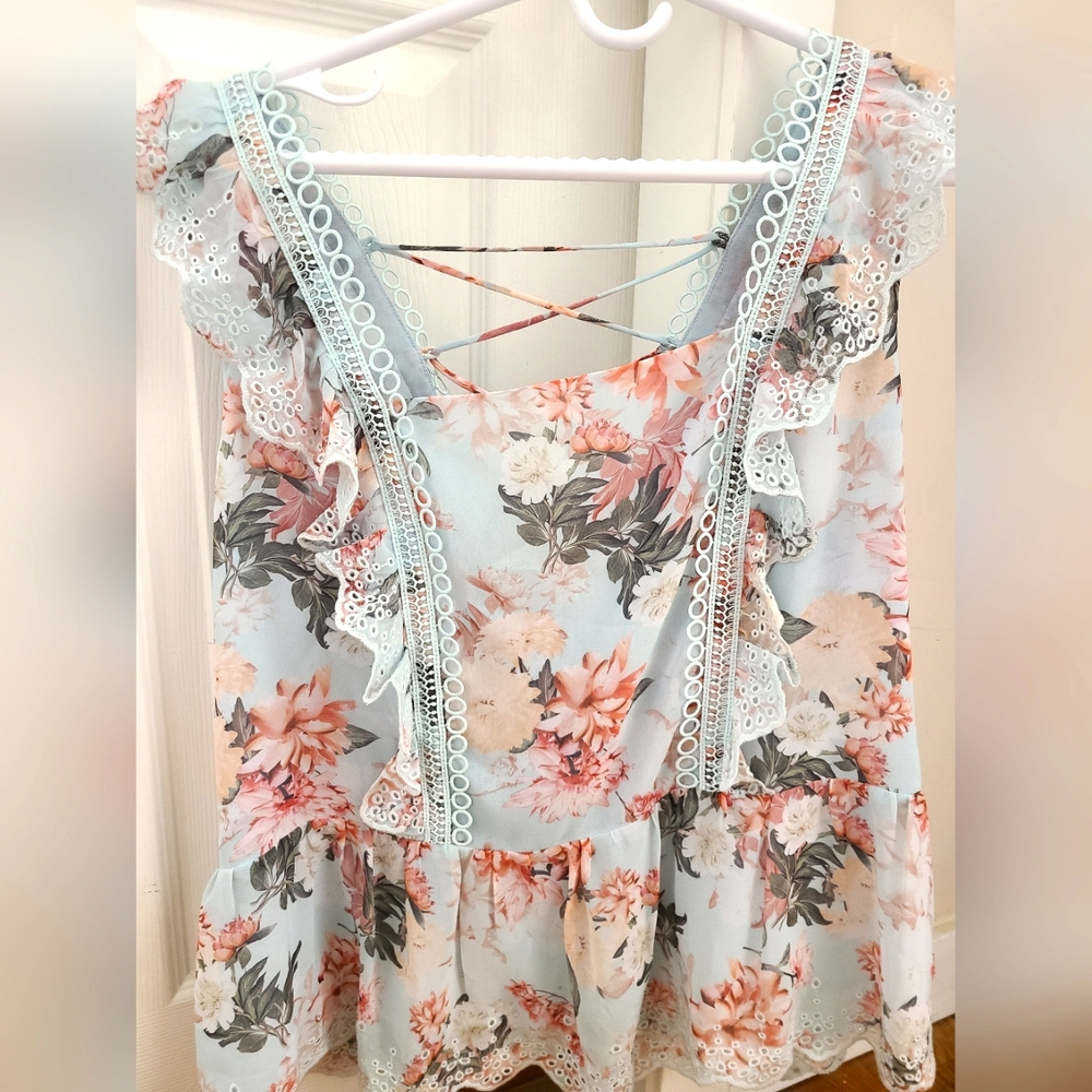 Ever New Melbourne Blue Foral Blouse, Size US12